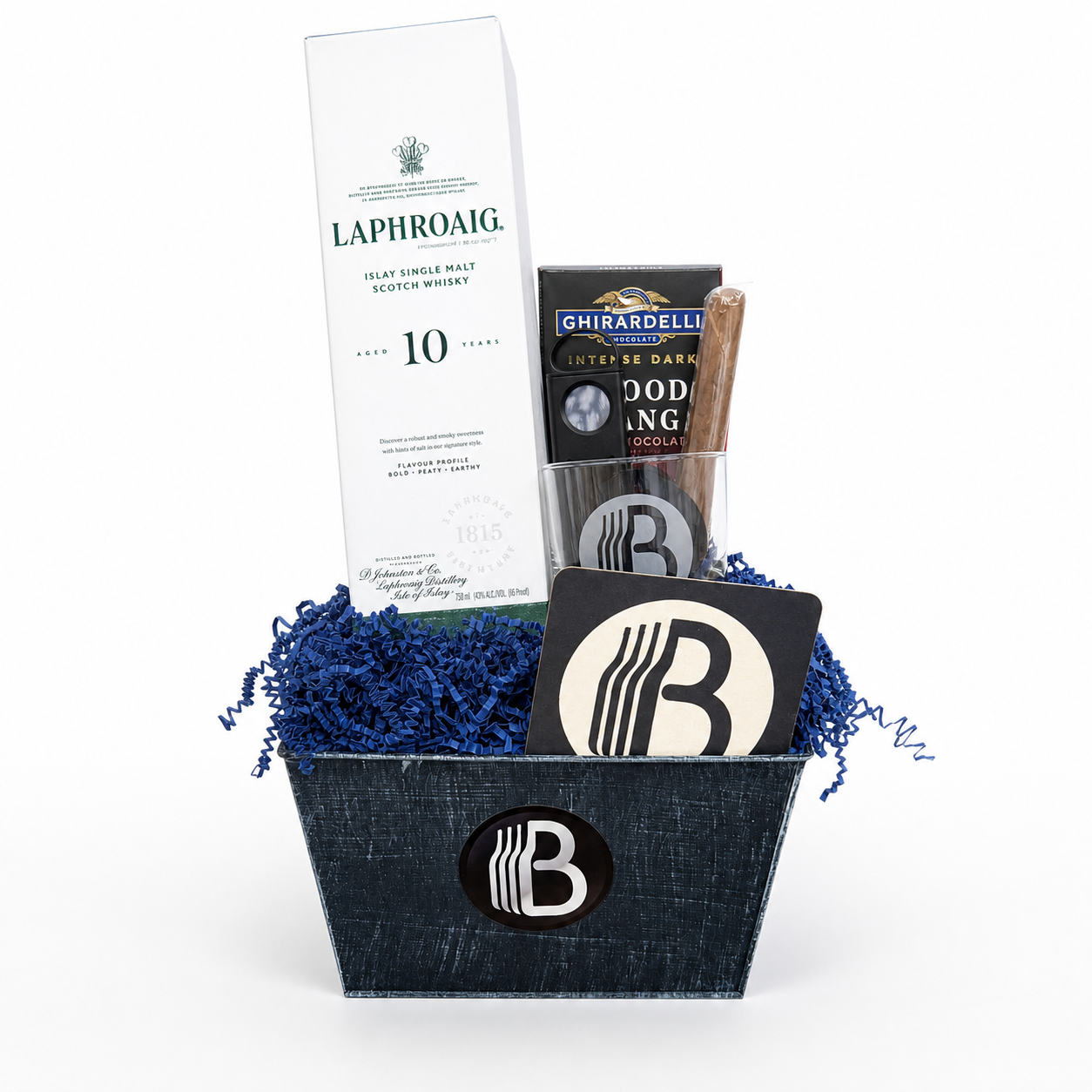 Laphroaig 10Yr Scotch Whiskey Whisky Gift Box | The BroBasket