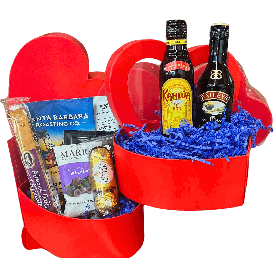 Spiked Coffee Heart- Valentine's Day Gift Basket for Men