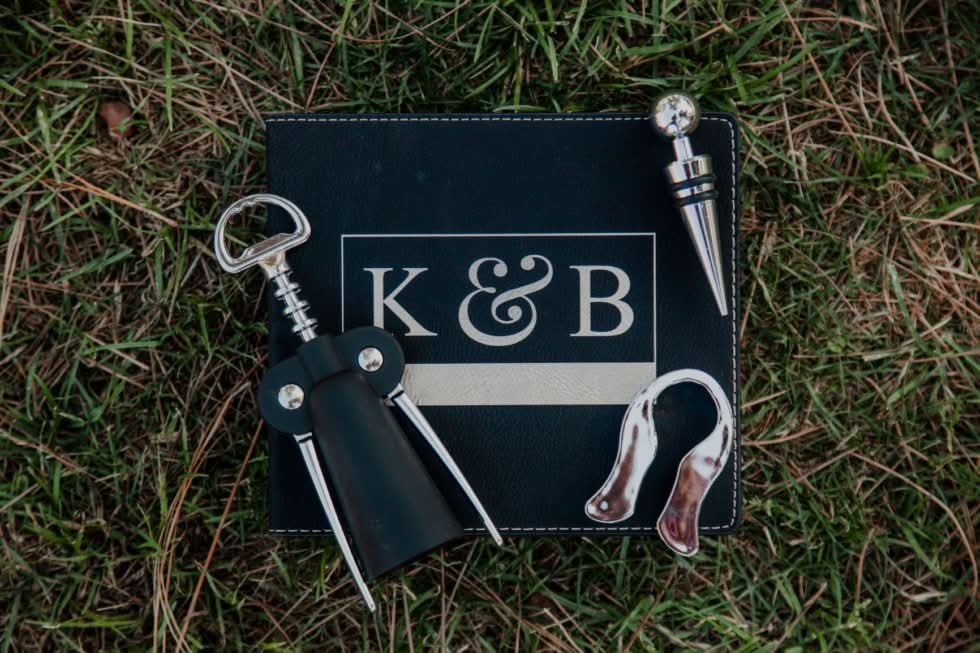 Personalized Leather Wine Bottle Opener Gift Set