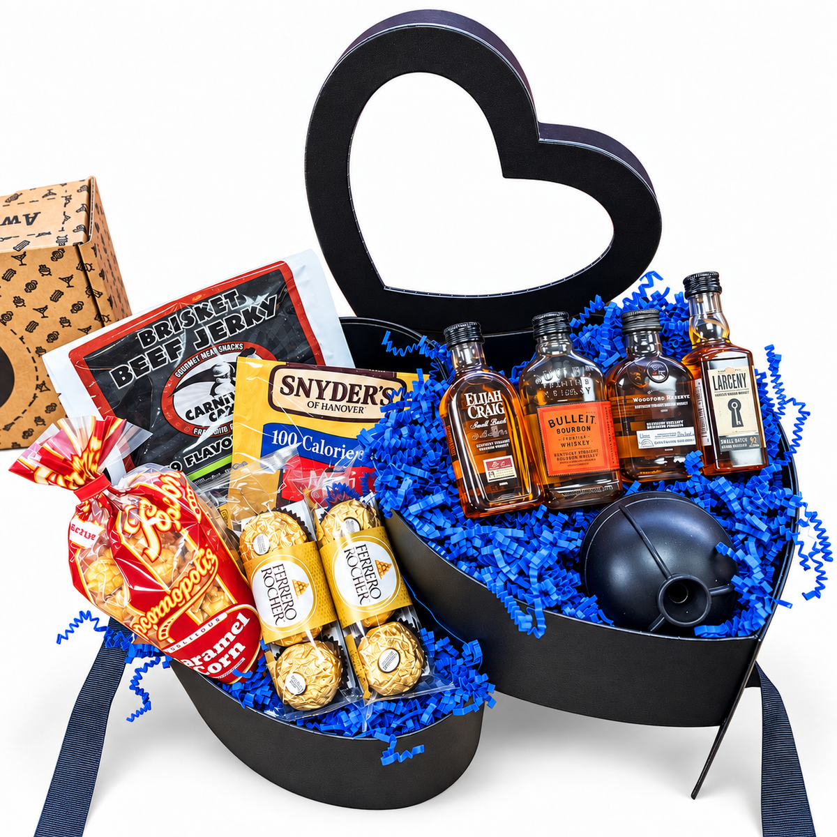 Black Whiskey Heart Sympathy Gift Basket for Men - The BroBasket