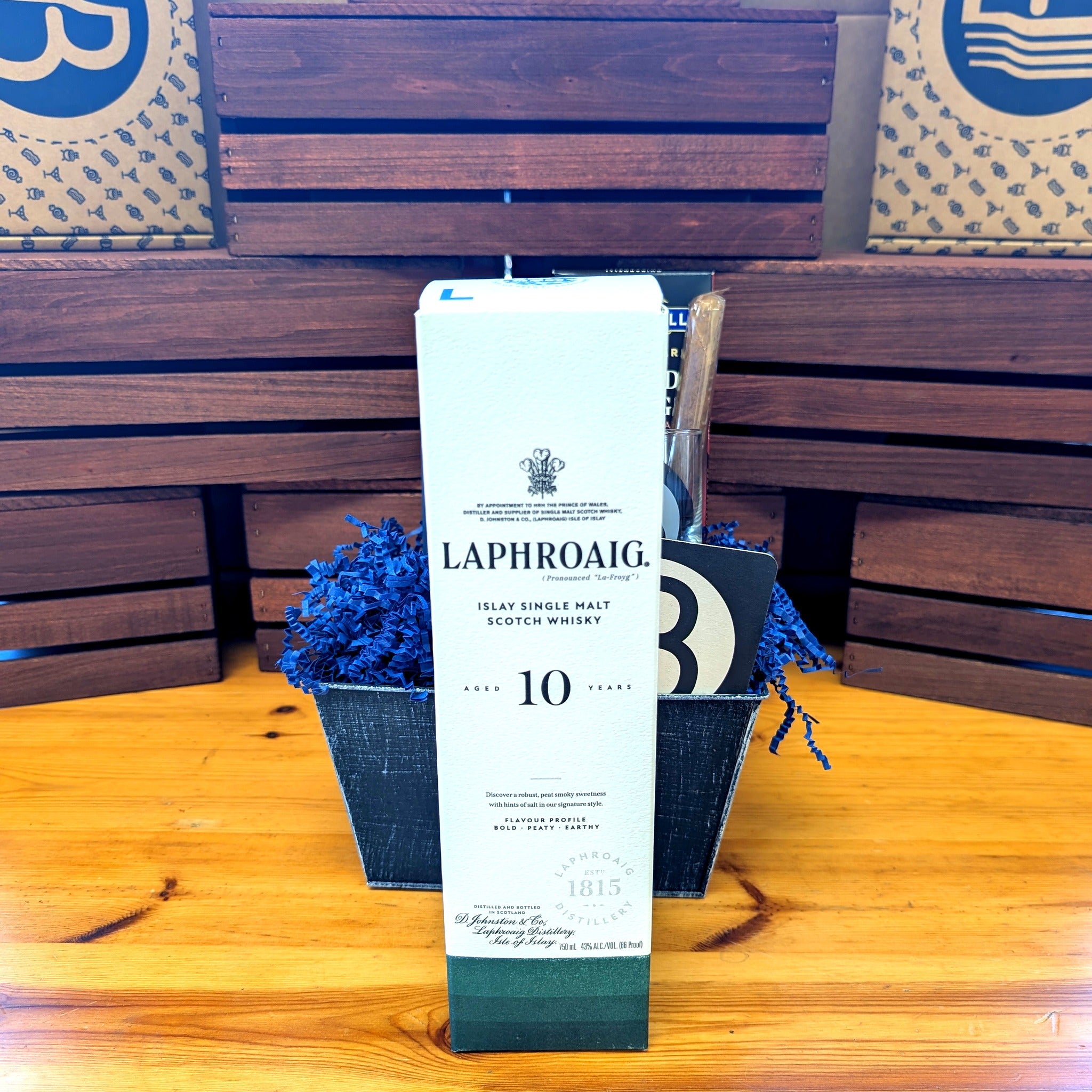 Laphroaig 10Yr Scotch Whiskey Whisky Gift Box | The BroBasket