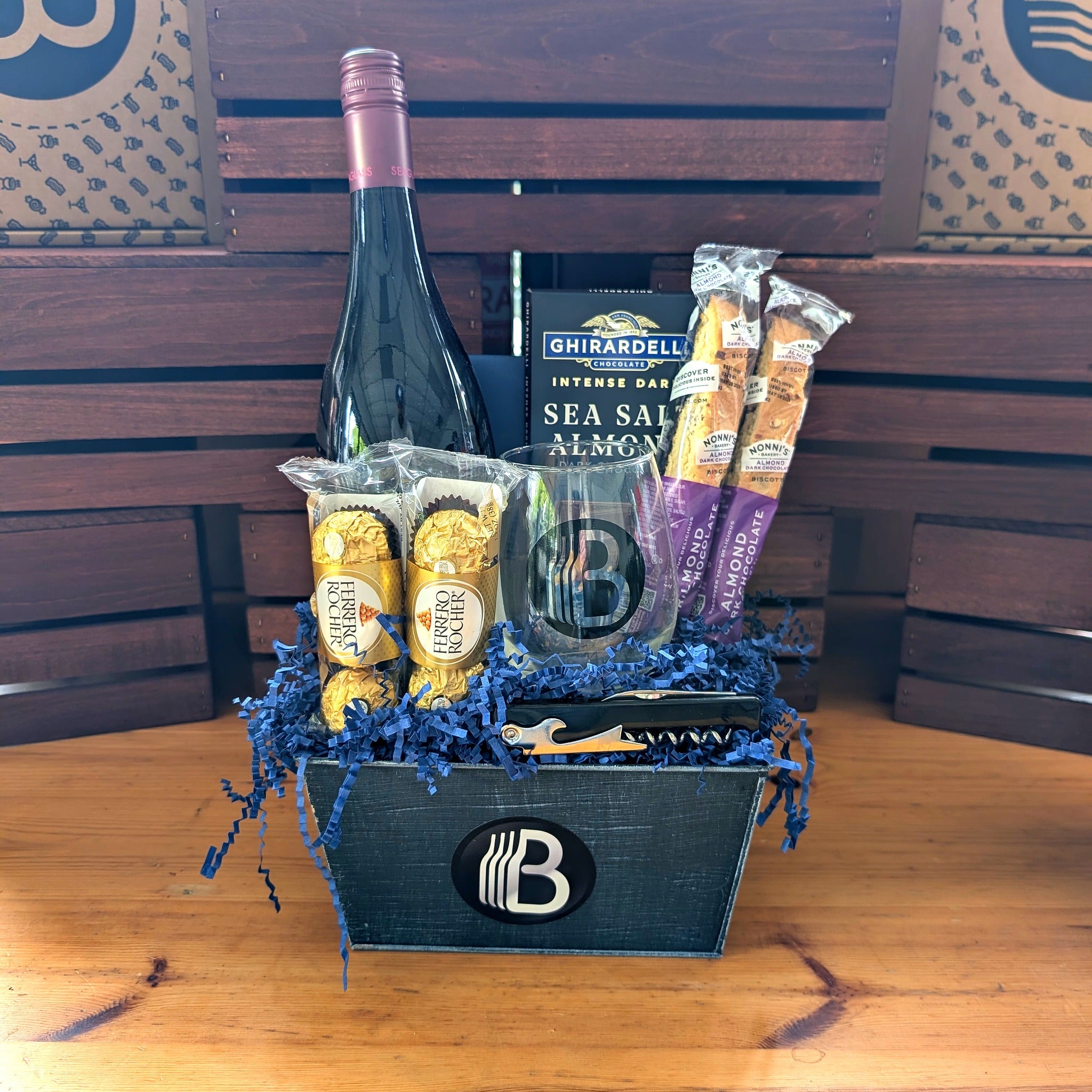 Seaglass Pinot Noir Wine Gift Basket | The BroBasket