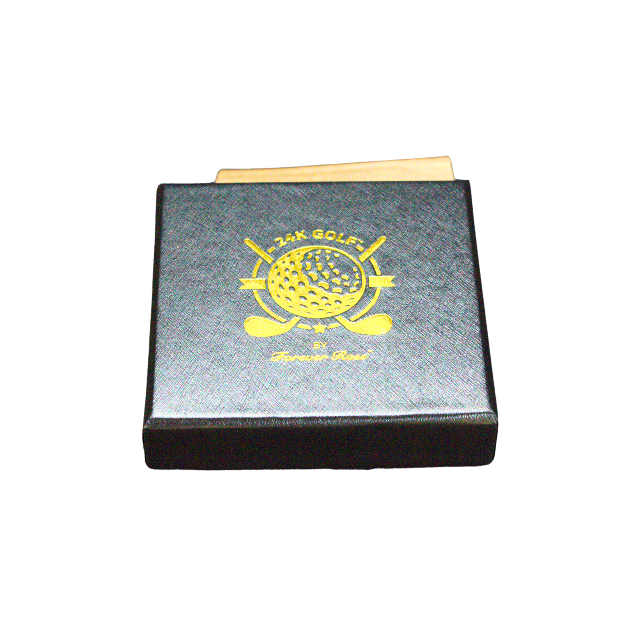 Genuine 24K Gold Plated Golf Ball and Tee Combo by 24K Golf™ (Ball + 2 Tee Combo)