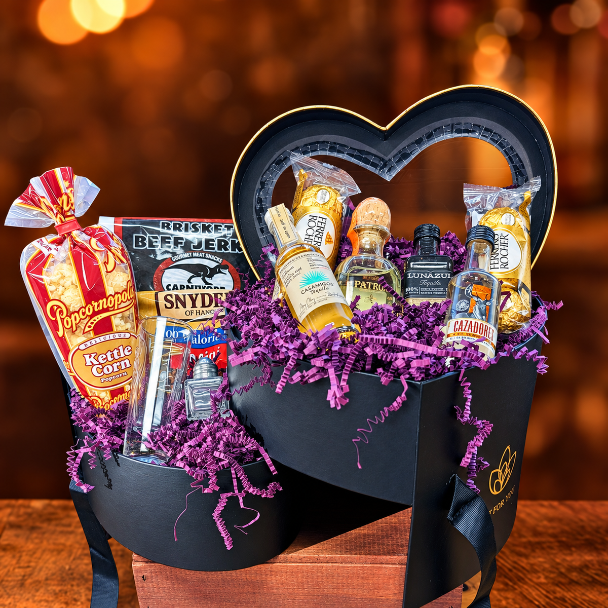 Black Tequila Heart Gift for Guys - The BroBasket