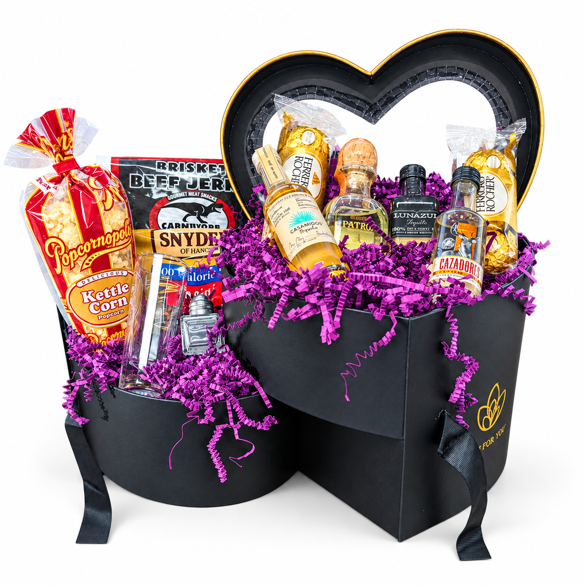 Black Tequila Heart Gift for Guys - The BroBasket