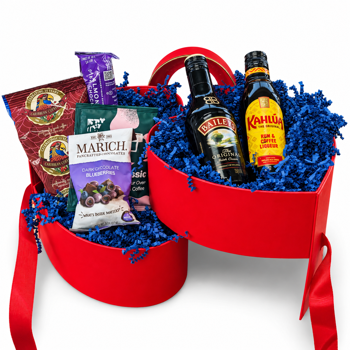 Boozy Coffee Heart Valentine's Day Gift Basket for Men - The BroBasket