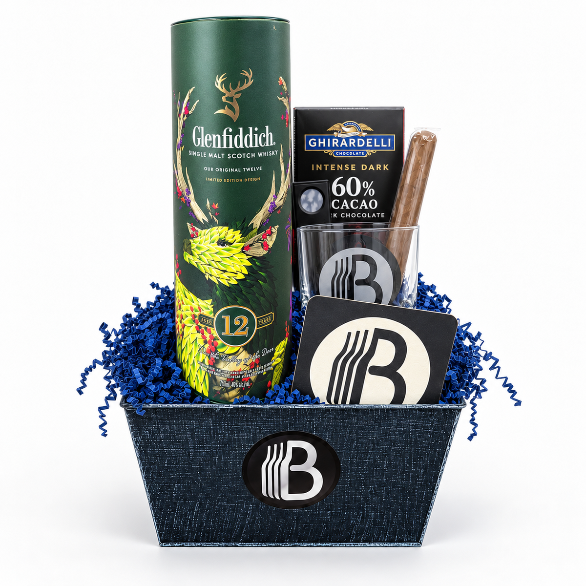 Glenfiddich 12 Scotch Gift Basket - The BroBasket