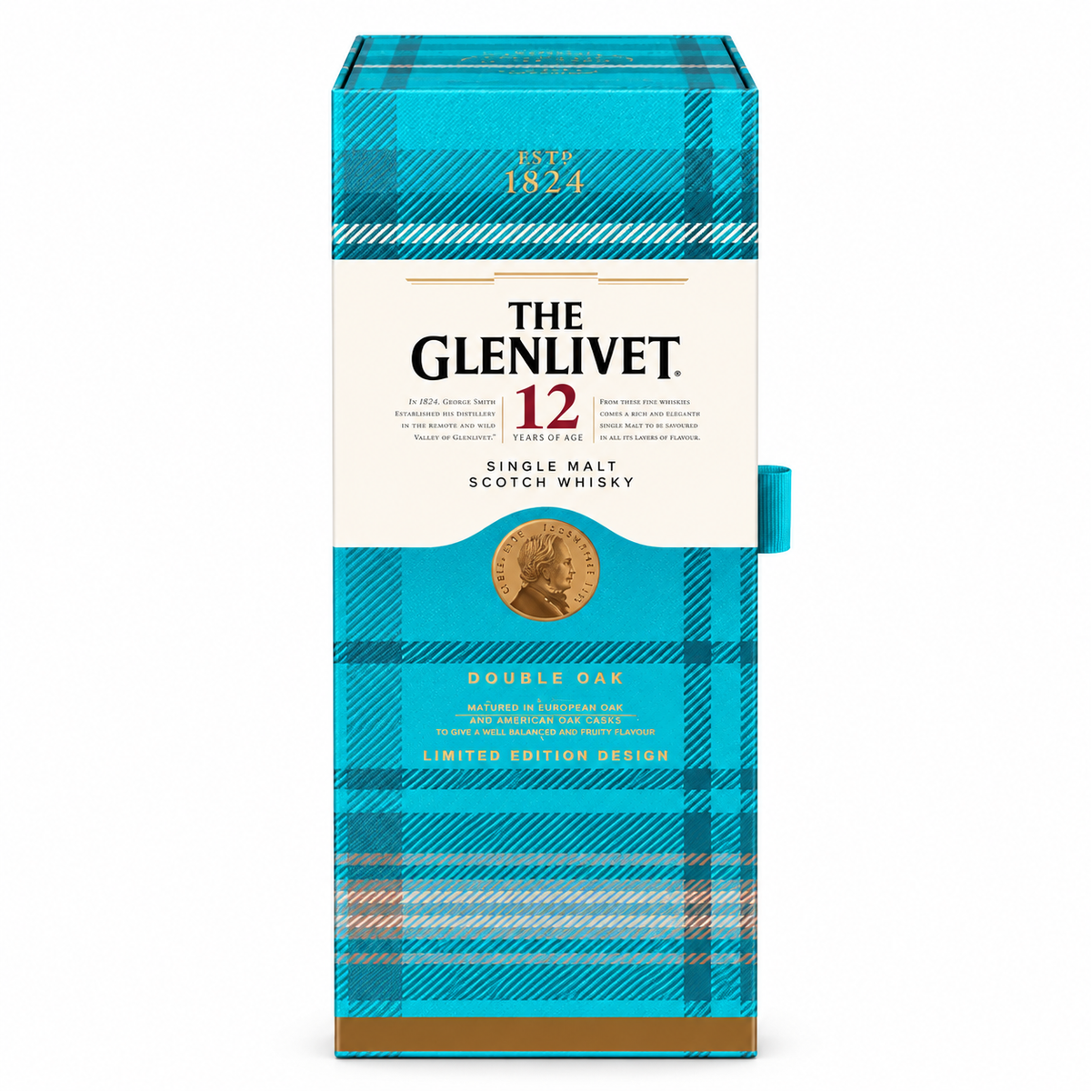 The Glenlivet 12 Year Double Oak Scotch Whisky 750ml - Limited Edition Tartan Gift Box