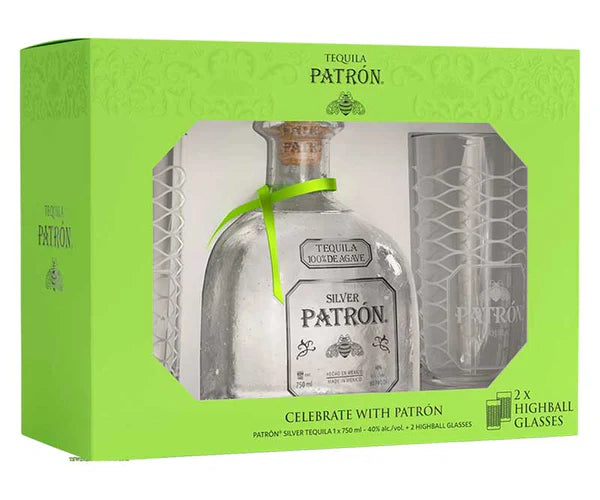 Patron Silver Tequila Highball Gift Set 750ml