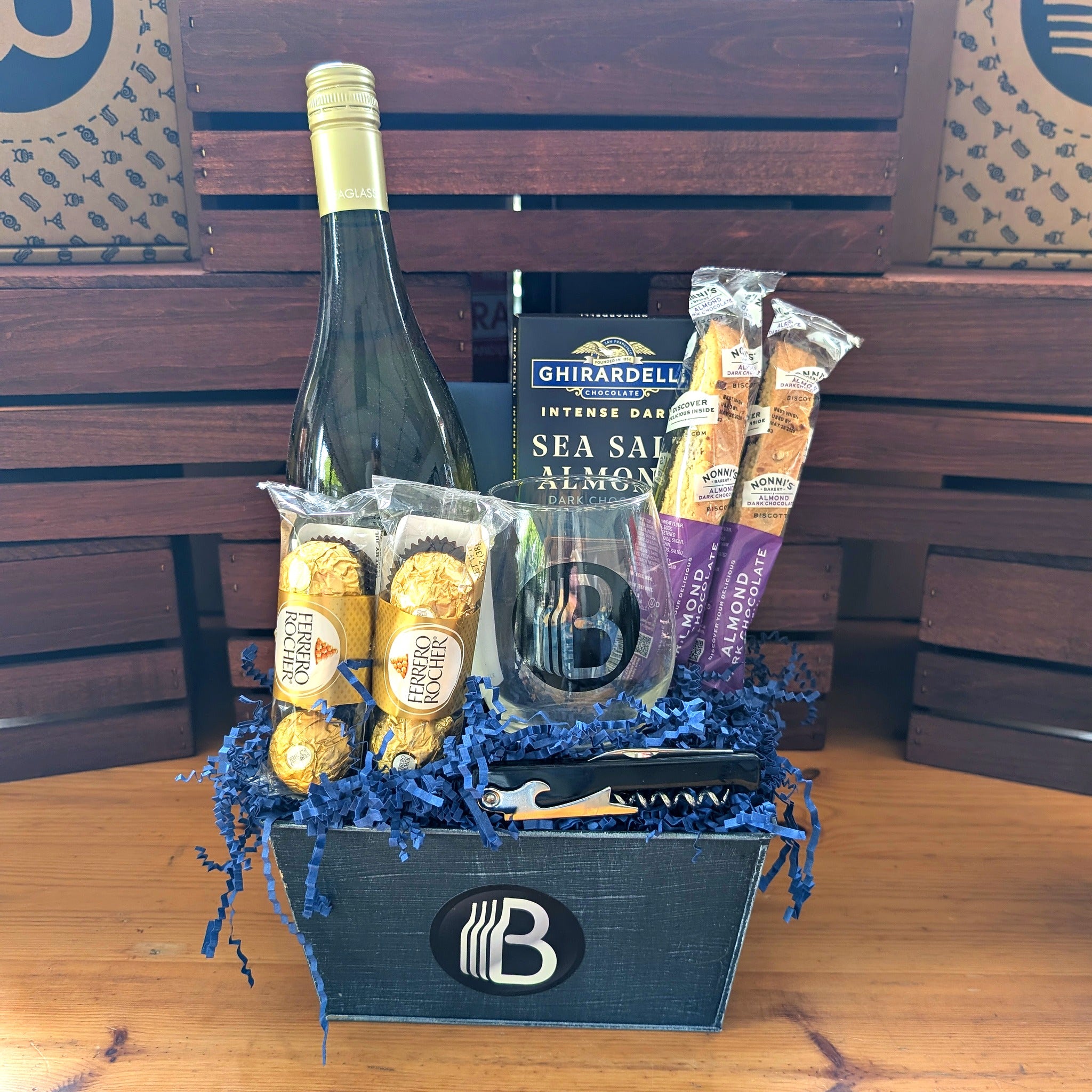 Seaglass Chardonnay Wine Gift Basket | The BroBasket