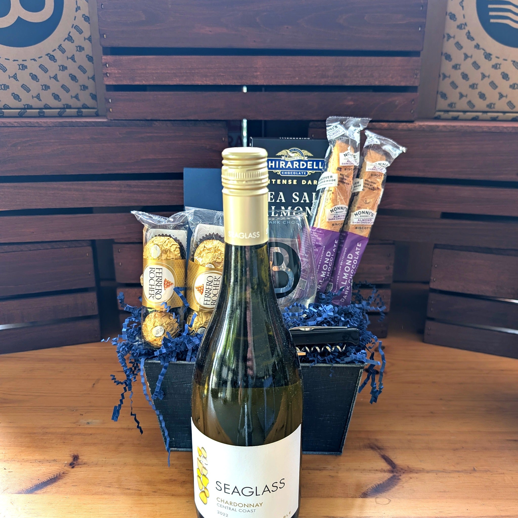 Seaglass Chardonnay Wine Gift Basket | The BroBasket