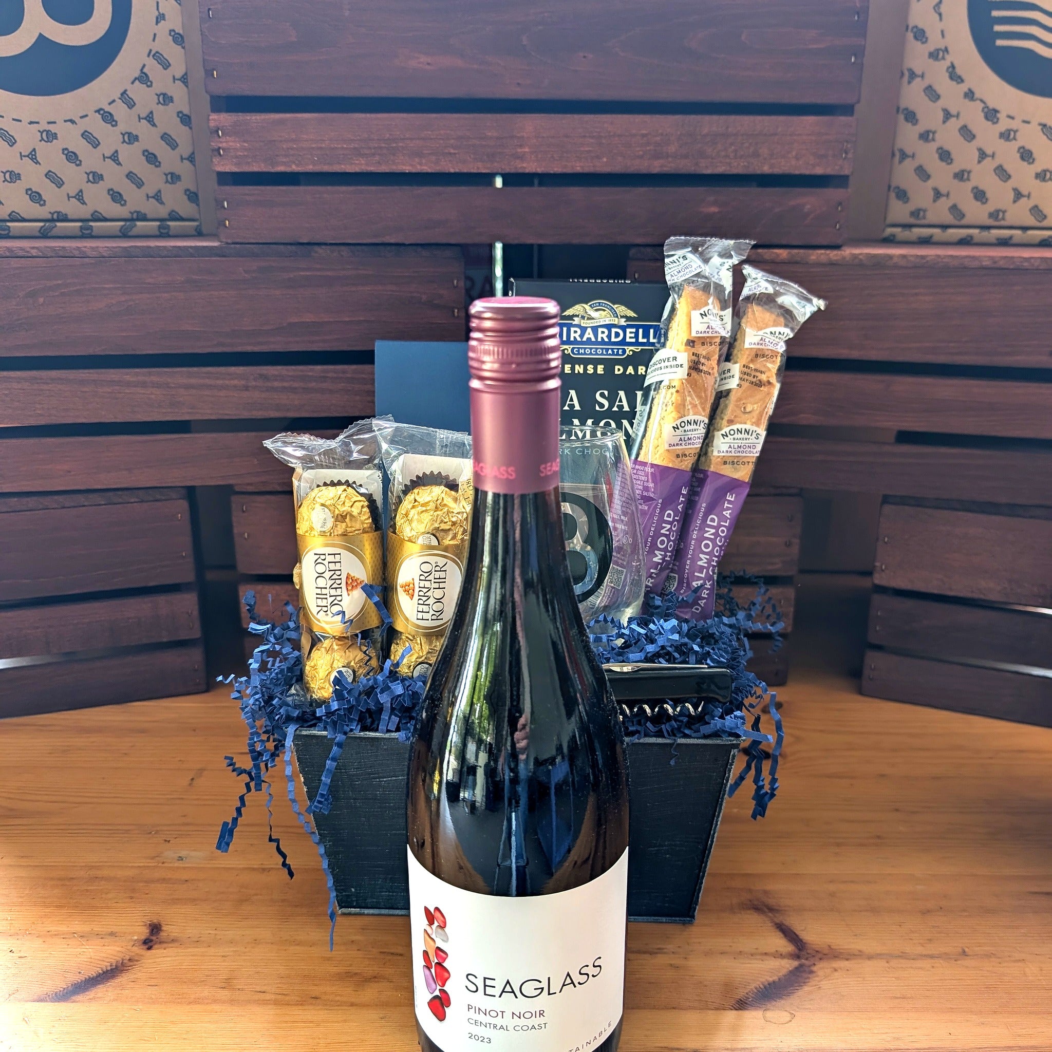 Seaglass Pinot Noir Wine Gift Basket | The BroBasket